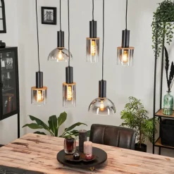Suspension Verre Fumé-hofstein Suspension Classon Noir, 6 lumières