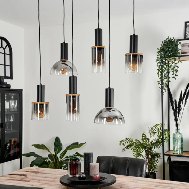 Suspension Verre Fumé-hofstein Suspension Classon Noir, 6 lumières