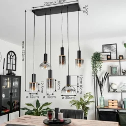 Suspension Verre Fumé-hofstein Suspension Classon Noir, 6 lumières