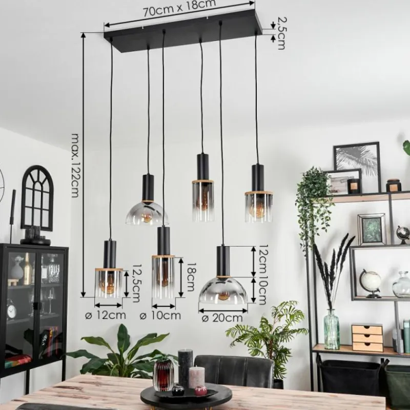 Suspension Verre Fumé-hofstein Suspension Classon Noir, 6 lumières