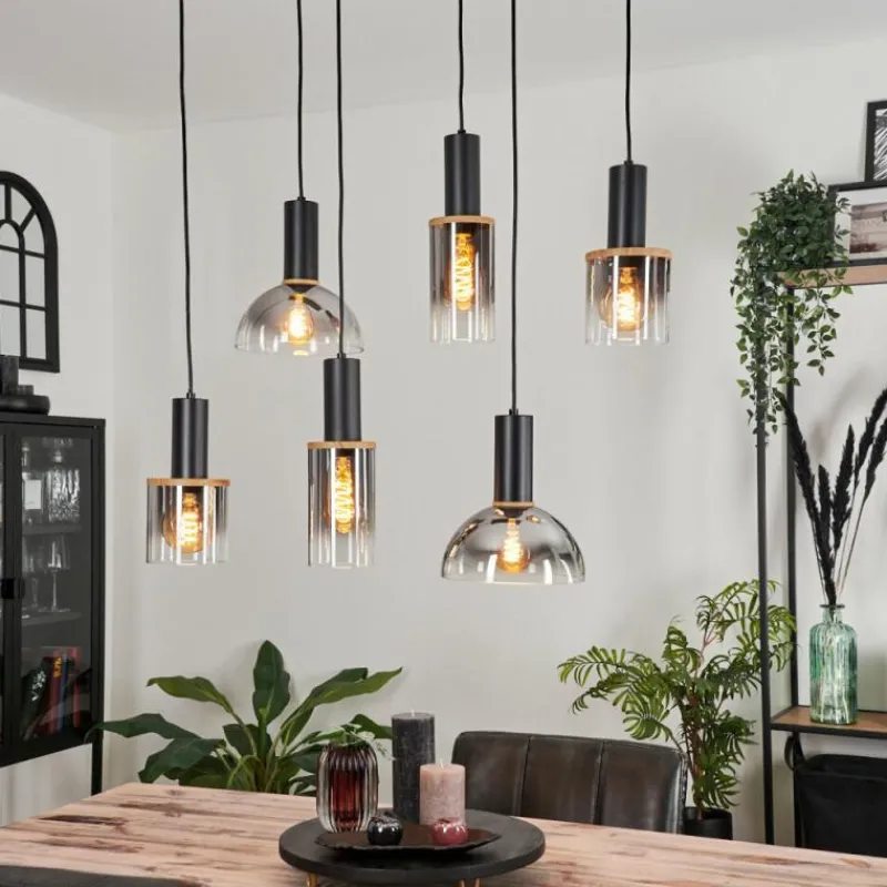 Suspension Verre Fumé-hofstein Suspension Classon Noir, 6 lumières
