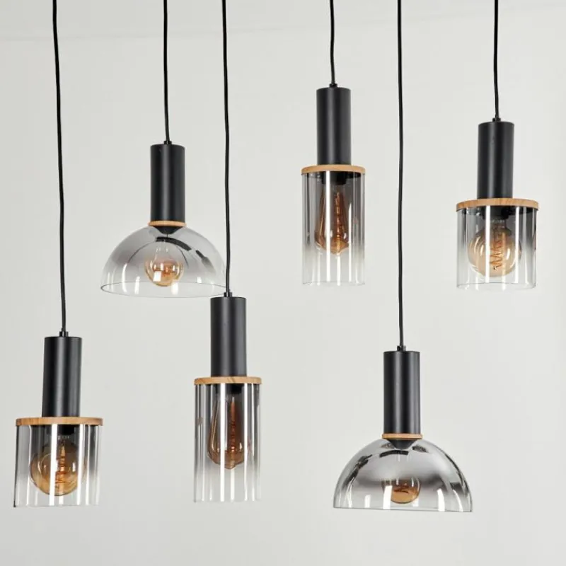 Suspension Verre Fumé-hofstein Suspension Classon Noir, 6 lumières