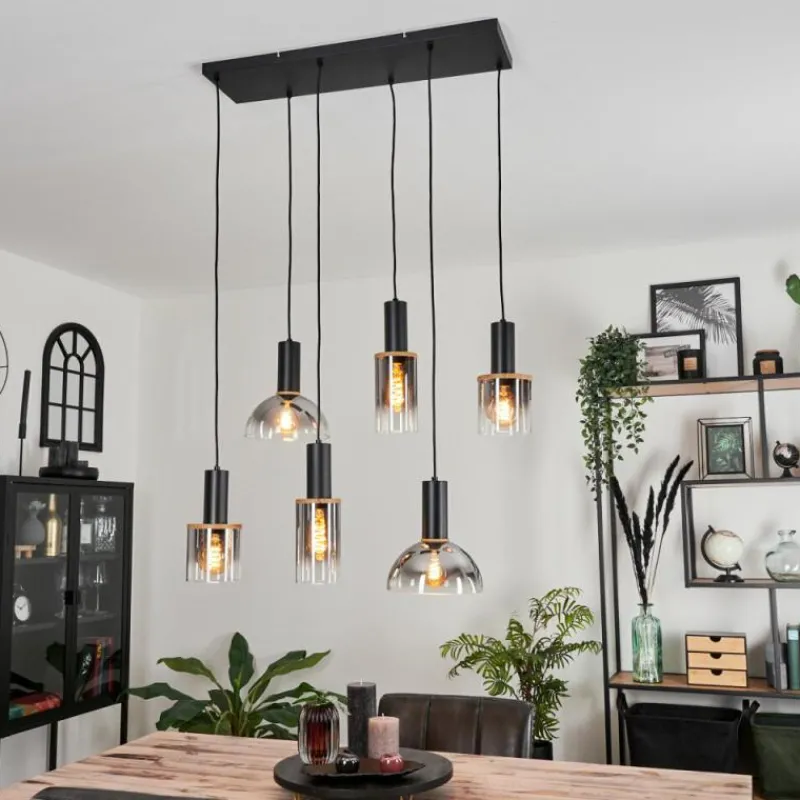 Suspension Verre Fumé-hofstein Suspension Classon Noir, 6 lumières