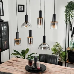 Suspension Verre Fumé-hofstein Suspension Classon Noir, 6 lumières