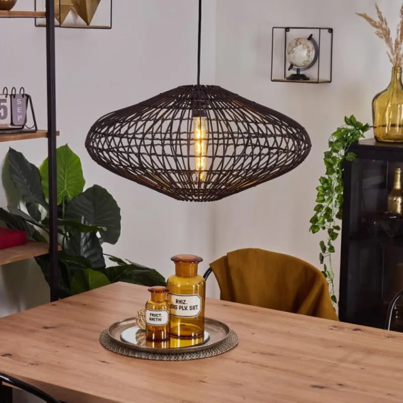 Style Boho-Chic-hofstein Suspension Colimau Noir, 1 lumière