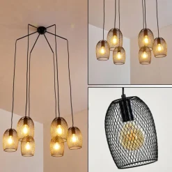 Lampes Vintages & Rétros-hofstein Suspension Conewago Noir, 6 lumières