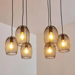 Lampes Vintages & Rétros-hofstein Suspension Conewago Noir, 6 lumières