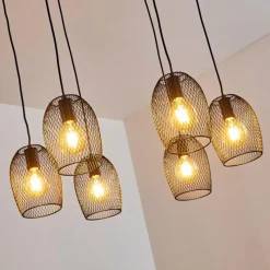 Lampes Vintages & Rétros-hofstein Suspension Conewago Noir, 6 lumières