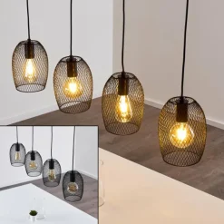 Lampes Vintages & Rétros-hofstein Suspension Conewago Noir, 4 lumières