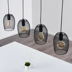 Lampes Vintages & Rétros-hofstein Suspension Conewago Noir, 4 lumières