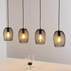 Lampes Vintages & Rétros-hofstein Suspension Conewago Noir, 4 lumières