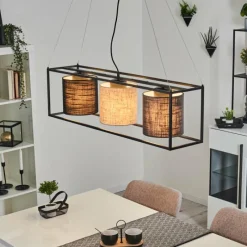 Lampes En Tissu-hofstein Suspension Contumil Noir, 3 lumières