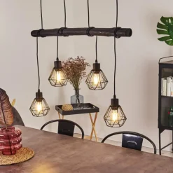 Lampes Vintages & Rétros-hofstein Suspension Cool Spring Bois foncé, Noir, 4 lumières
