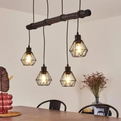 Lampes Vintages & Rétros-hofstein Suspension Cool Spring Bois foncé, Noir, 4 lumières