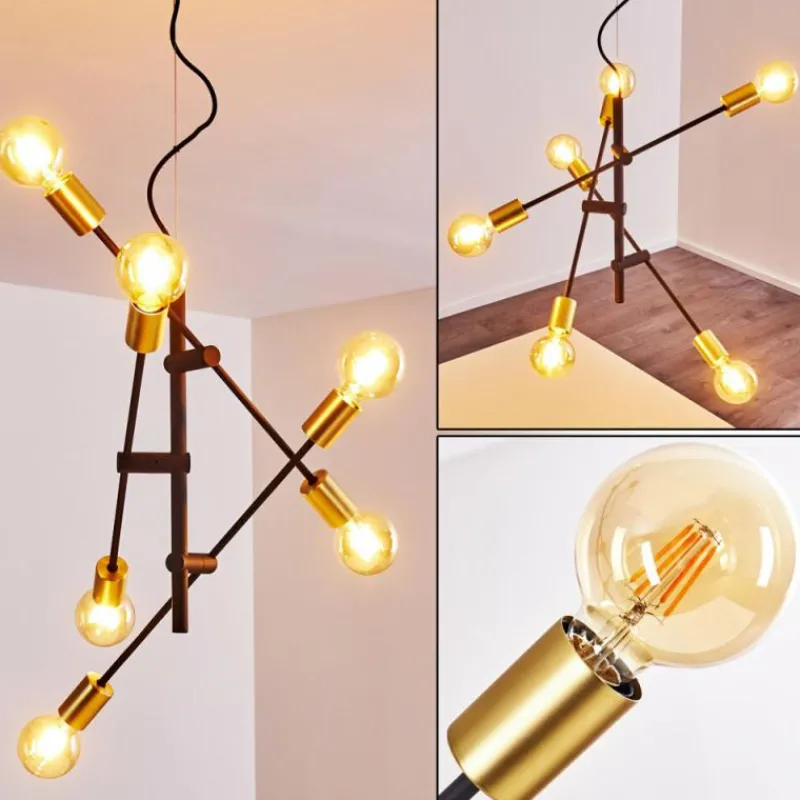 Lampes Dorées-hofstein Suspension Coppet Noir doré, 6 lumières