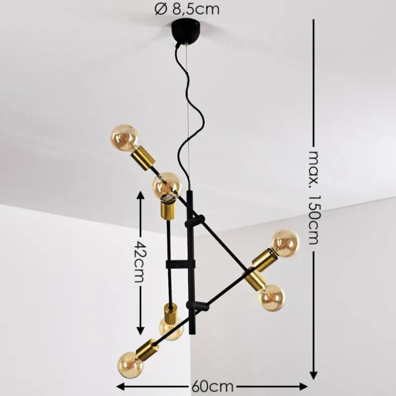 Lampes Dorées-hofstein Suspension Coppet Noir doré, 6 lumières