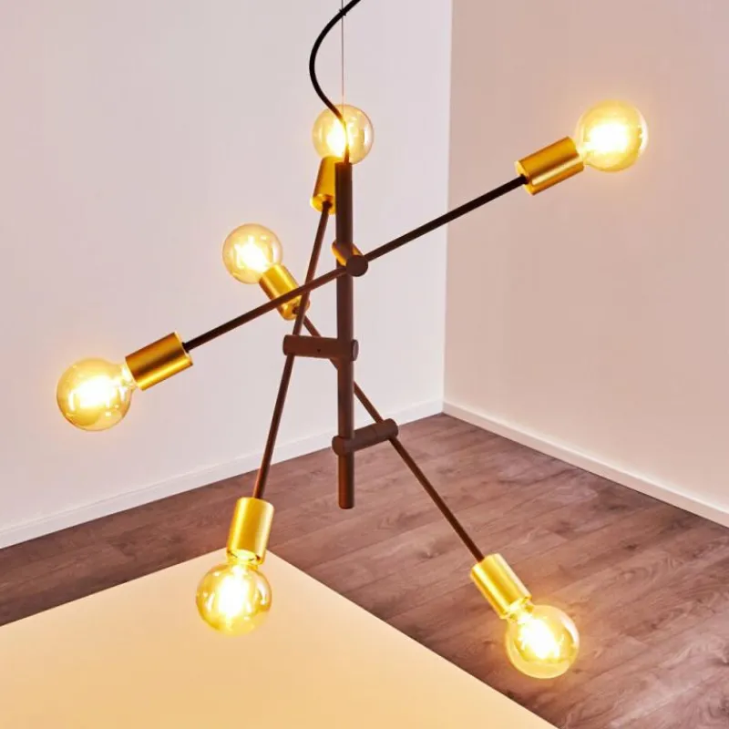 Lampes Dorées-hofstein Suspension Coppet Noir doré, 6 lumières