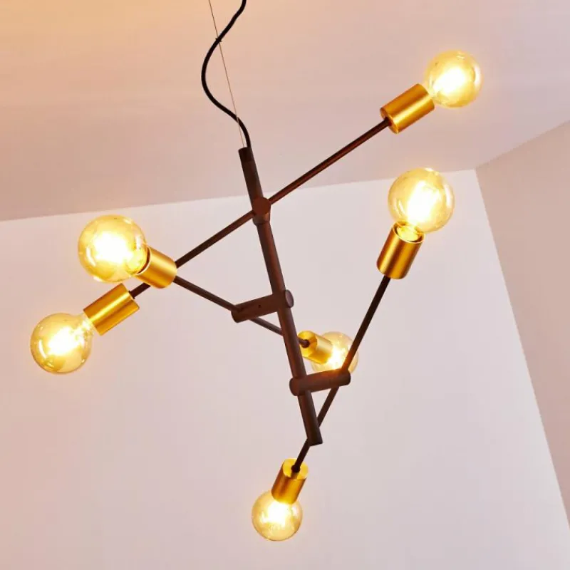 Lampes Dorées-hofstein Suspension Coppet Noir doré, 6 lumières