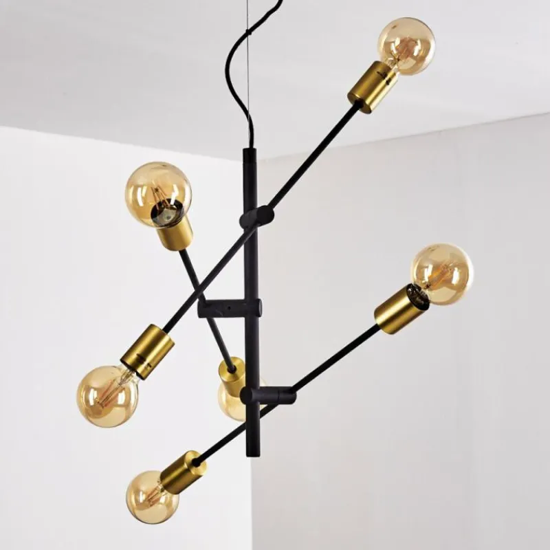 Lampes Dorées-hofstein Suspension Coppet Noir doré, 6 lumières
