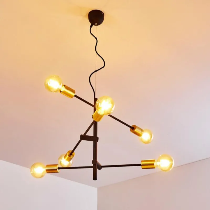 Lampes Dorées-hofstein Suspension Coppet Noir doré, 6 lumières