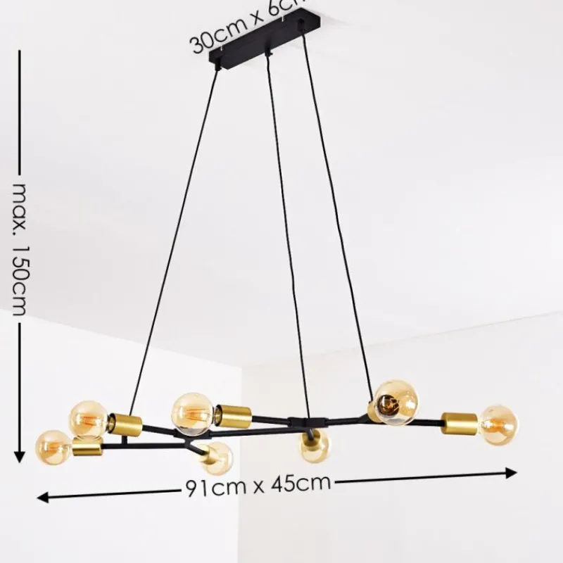Lampes Dorées-hofstein Suspension Coppet Noir doré, 7 lumières