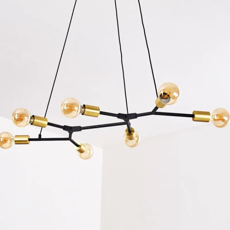 Lampes Dorées-hofstein Suspension Coppet Noir doré, 7 lumières