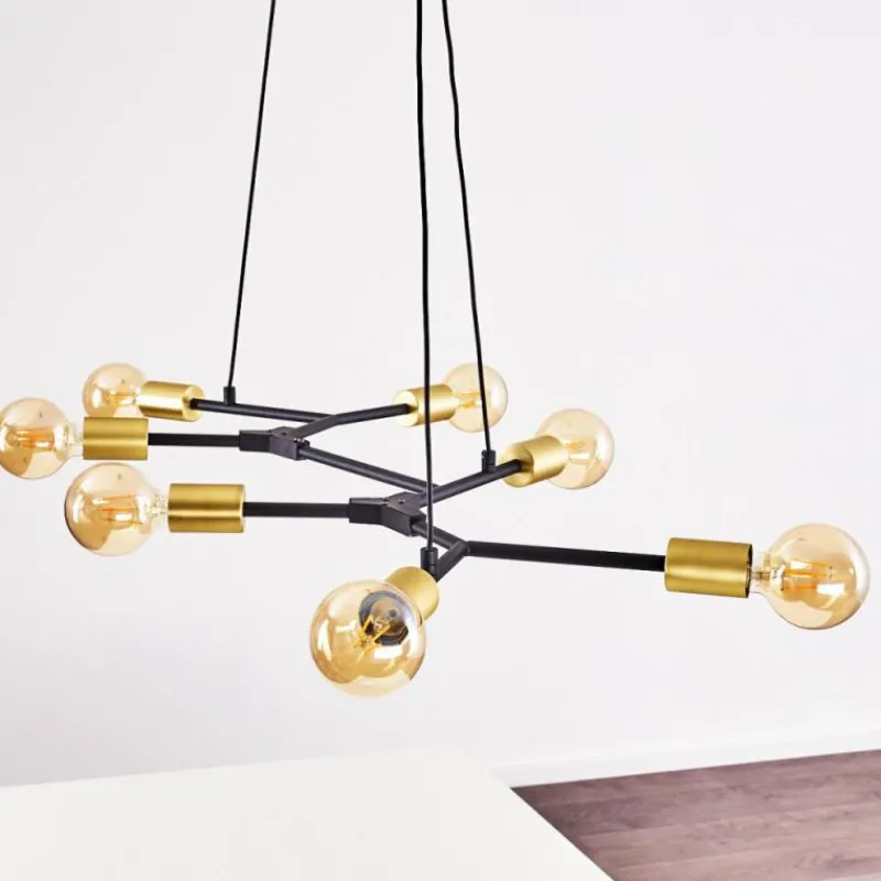 Lampes Dorées-hofstein Suspension Coppet Noir doré, 7 lumières