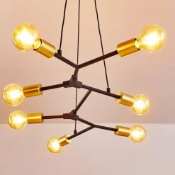 Lampes Dorées-hofstein Suspension Coppet Noir doré, 7 lumières