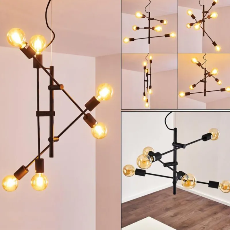 Lampes Dorées-hofstein Suspension Coppet Noir doré, 6 lumières