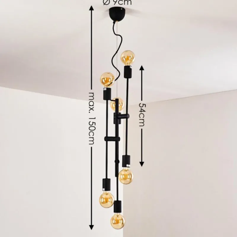 Lampes Dorées-hofstein Suspension Coppet Noir doré, 6 lumières