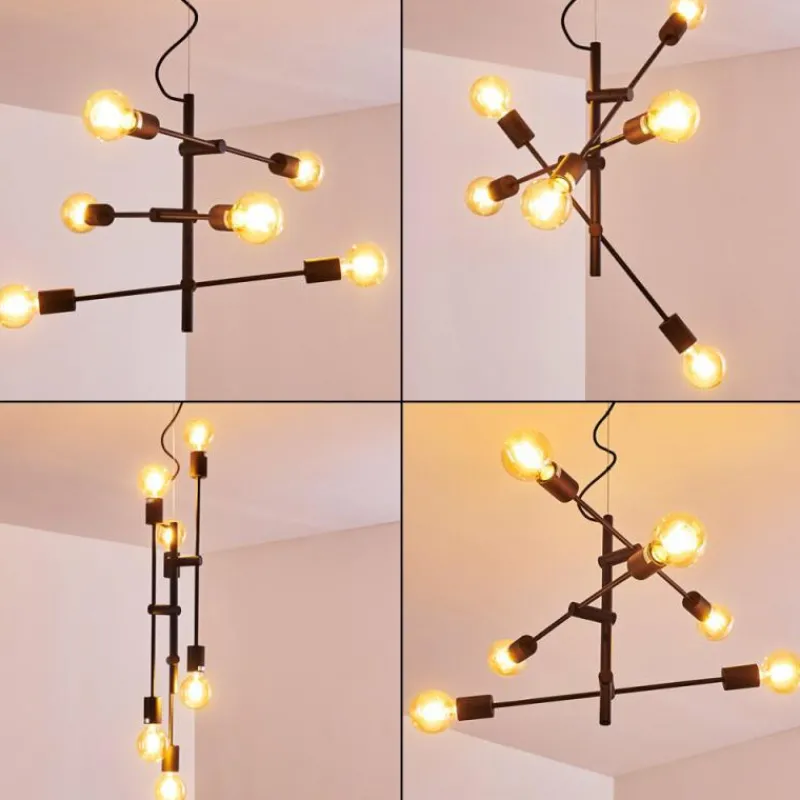 Lampes Dorées-hofstein Suspension Coppet Noir doré, 6 lumières