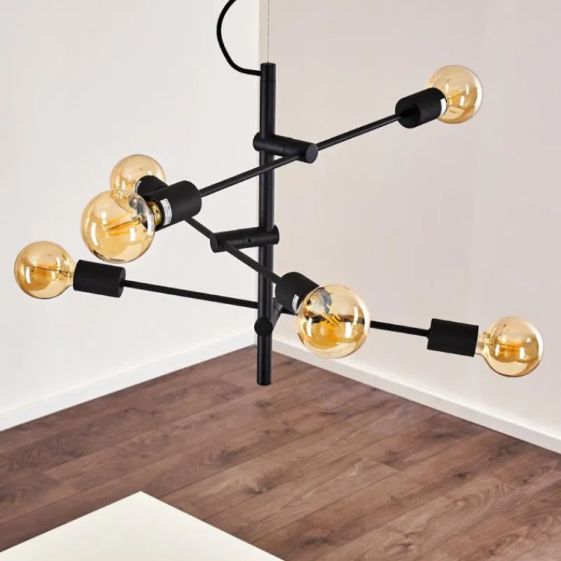 Lampes Dorées-hofstein Suspension Coppet Noir doré, 6 lumières