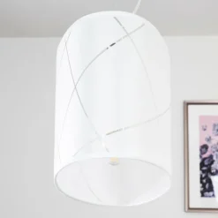 Lampes En Tissu-hofstein Suspension Corfu Argenté, 3 lumières