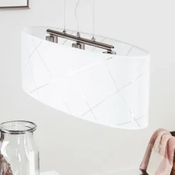 Lampes En Tissu-hofstein Suspension Corfu Argenté, 3 lumières