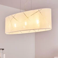 Lampes En Tissu-hofstein Suspension Corfu Argenté, 3 lumières