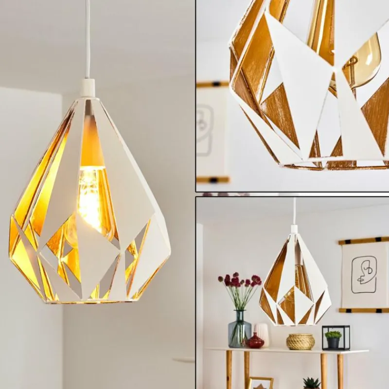 Lampes Dorées-hofstein Suspension Corraleja Or, Blanc, 1 lumière