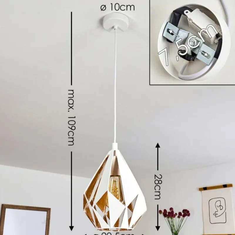 Lampes Dorées-hofstein Suspension Corraleja Or, Blanc, 1 lumière