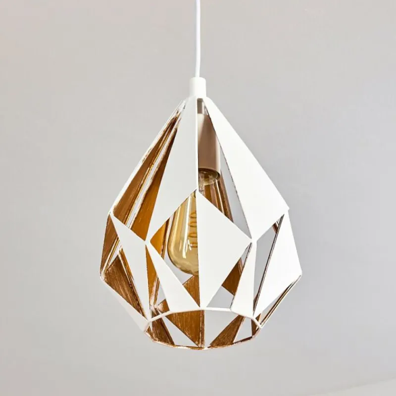 Lampes Dorées-hofstein Suspension Corraleja Or, Blanc, 1 lumière