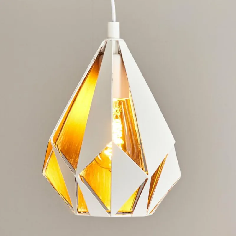 Lampes Dorées-hofstein Suspension Corraleja Or, Blanc, 1 lumière