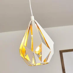 Lampes Dorées-hofstein Suspension Corraleja Or, Blanc, 1 lumière