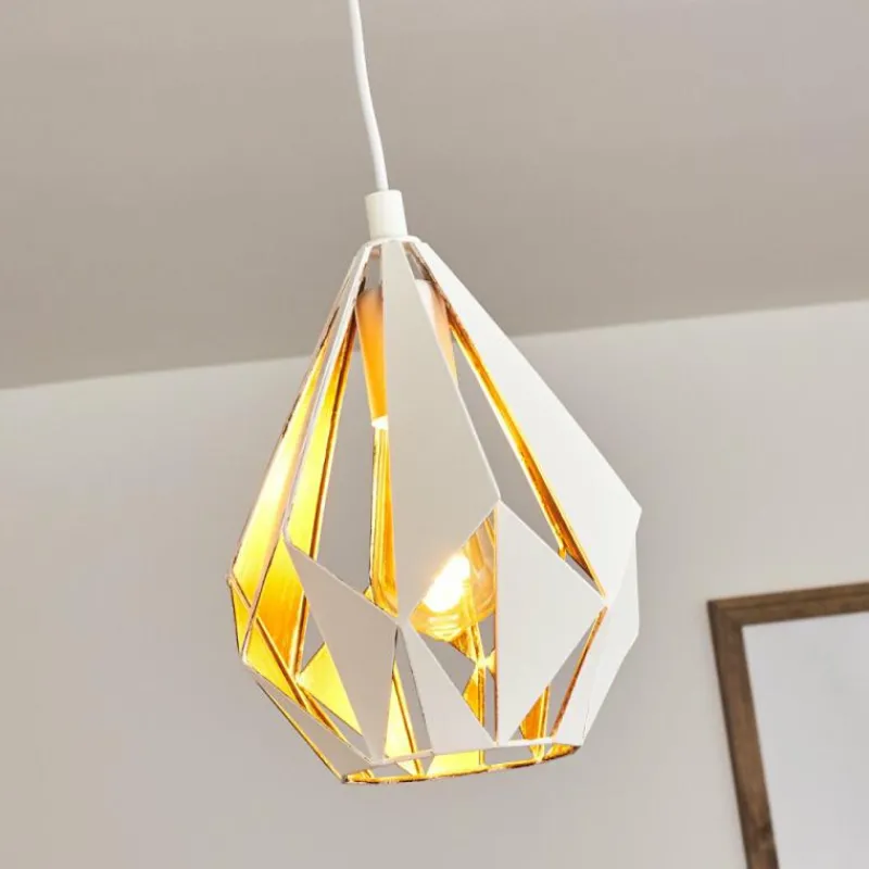 Lampes Dorées-hofstein Suspension Corraleja Or, Blanc, 1 lumière