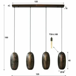 hofstein Suspension Cosmic Ancien, 4 lumières* Suspensions
