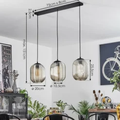 hofstein Suspension Crabinaille Noir, 3 lumières* Suspensions