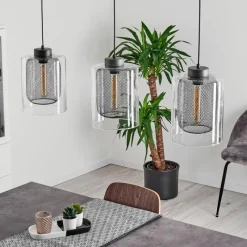 hofstein Suspension Crucible Gris, Noir, 3 lumières