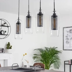 hofstein Suspension Crucible Gris, Noir, 4 lumières