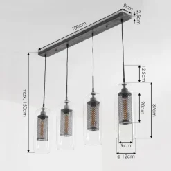 hofstein Suspension Crucible Gris, Noir, 4 lumières
