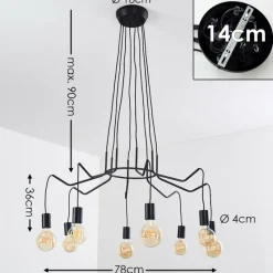 Luminaires Rustiques-hofstein Suspension Cuyama Noir, 4 lumières