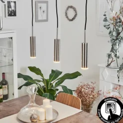 hofstein Suspension Dalheim LED Nickel mat, 3 lumières* Éclairage Led