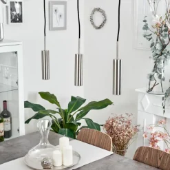 hofstein Suspension Dalheim LED Nickel mat, 3 lumières* Éclairage Led