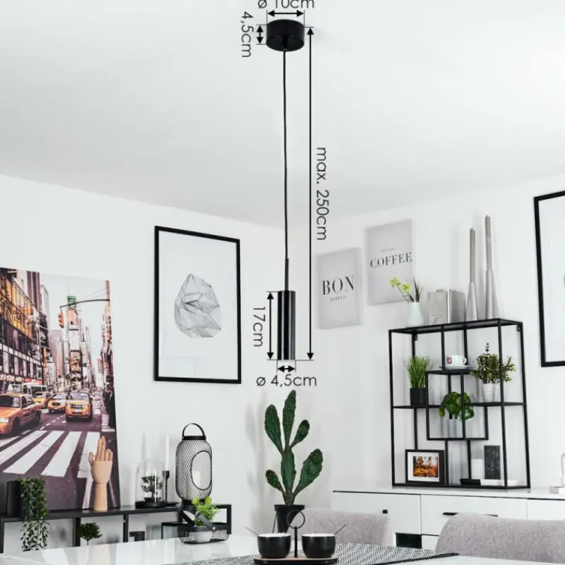 hofstein Suspension Dalheim LED Noir, 1 lumière* Éclairage Led